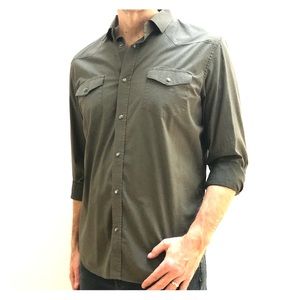 BR dark green micro pattern snap Western shirt